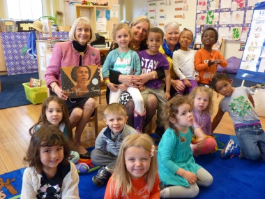 April 7, 2014 - The Kindergarten students asked great questions and were excited to have a new book in their classroom libraries. Some of the Executives asked the students what types of lessons we can learn from Marian Anderson's life and received answers from the kids such as "To be brave," "To not give up," and "To sing."