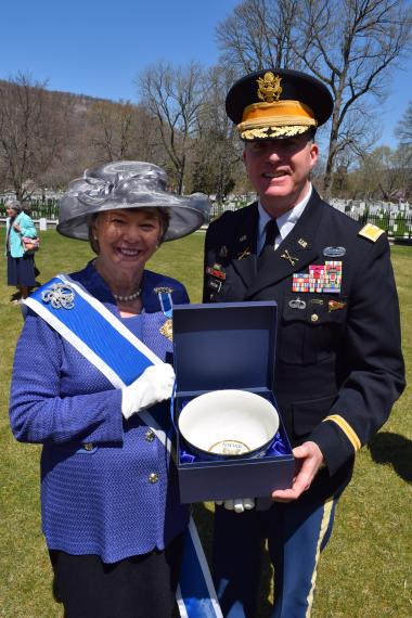 DAR President General Ann Turner Dillon presented a gift to Deputy Commandant Colonel Joe Davidson, who represented the United States Military Academy. The Superintendent was unable to attend but sent a  Colonel Davidson on his behalf. 
