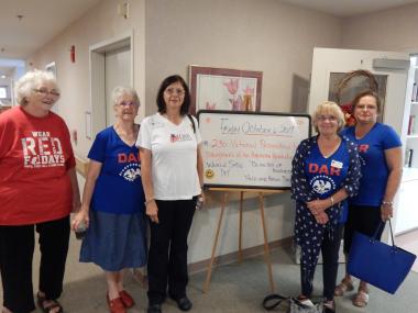The Fort Augusta Chapter, PA, held a Veterans Service Day at their local nursing home. They thanked the veterans for their service and had music and snacks.