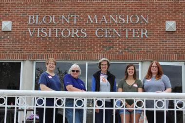 The Cavett Station Chapter, TN, volunteered at the Blount Mansion where they cleaned windows and polished historic pieces in the mansion, mulched flower beds and planted pansies.