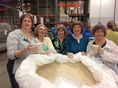 The Monument Chapter, MN, volunteered at Second Harvest Heartland. They packed bulk rice into 1 pound bags to be delivered to food shelves across the Twin Cities area. They packed 1808 pounds or rice!