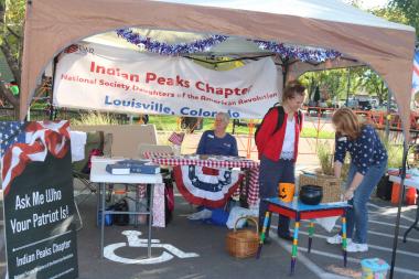 The Indian Peaks Chapter, CO, hosted a booth at their local Oktoberfest where children created cards for veterans and they showed people how to use the DAR's Genealogical Research System (GRS).