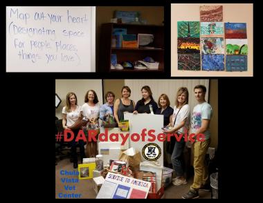 The De Anza Chapter, CA, donated art supplies to the art therapy program for combat veterans at the Chula Vista VA Center.