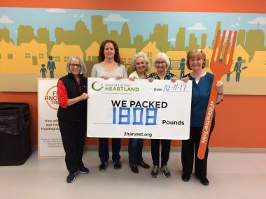 The Monument Chapter, MN, volunteered at Second Harvest Heartland. They packed bulk rice into 1 pound bags to be delivered to food shelves across the Twin Cities area. They packed 1808 pounds or rice!