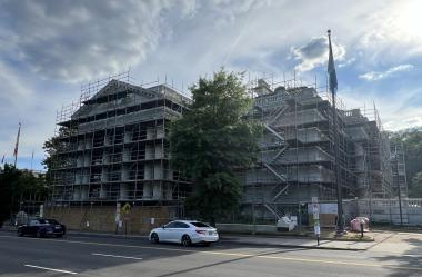 Scaffolding over Memorial Continental Hall