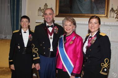 The Dr. Anita Newcomb McGee Award for Army Nurse of the Year was presented to Colonel Richard Evans, pictured with his colleagues MG Barbara Holcomb, Chief of the Army Nurse Corps (left) and LTC Jody Dugai, ANC along with DAR President General Ann Dillon.