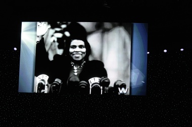 April 12, 2014 - The concert also included a recorded presentation of Marian Anderson singing Franz Schubert's "Ave Maria." The 75th anniversary celebration concluded with the entire audience joining to sing "America (My Country 'Tis of Thee)."