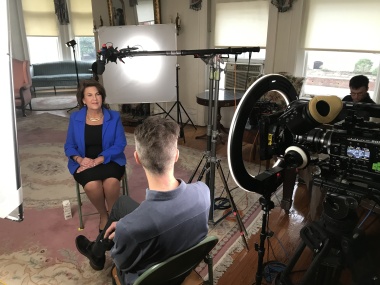 President General Denise VanBuren being interviewed by producer Rob Rapley for the American Experience documentary, “Voice of Freedom,” about Marian Anderson which premiered on PBS February 15, 2021.