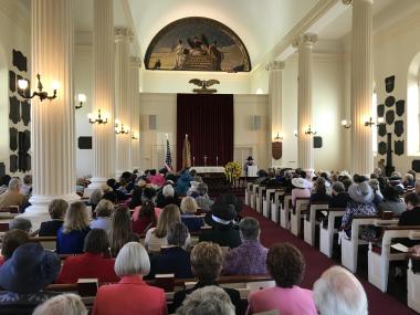 The Old Cadet Chapel was filled with more than 200 people attending the ceremony to honor Margaret Corbin.