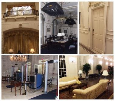 The Memorial Continental Hall and Administration buildings went through multiple transformations during the filming of the 2010 movie “Salt,” staring Angelina Jolie. A good portion of the climatic end of the film features the DAR Headquarters Building with subtle alterations to the hallways and rooms to make look like the White House. Can you spot the changes and detail additions made to these DAR spaces?