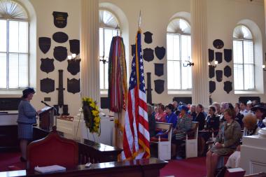 New York State Officers Club President Jennifer Minus presided over the Margaret Corbin Rededication Ceremony and gave a history of Margaret Corbin as well as the involvement of the DAR in honoring her memory for the past 92 years.