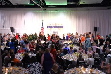 People eating at a luncheon