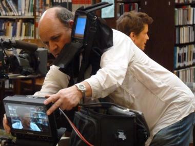 Getting the shot set up just right.