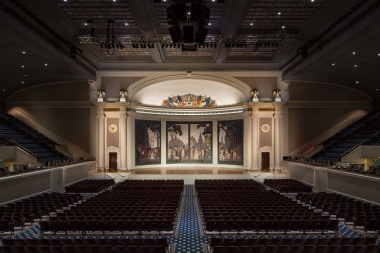 The completed restoration of the historic DAR Constitution Hall stage.
