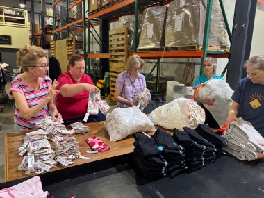 DAR Members Sorting Clothing Donations