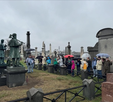 Members restored plaques and monuments
