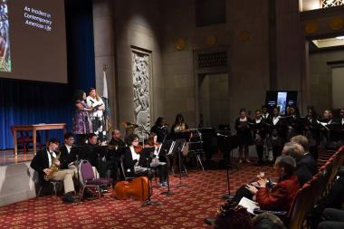 Performance of patriotic songs by Jillian Pirtle and Regina A Smith, Marian Anderson Scholar Artists and the Marian Anderson Historical Society Instrumental Ensemble