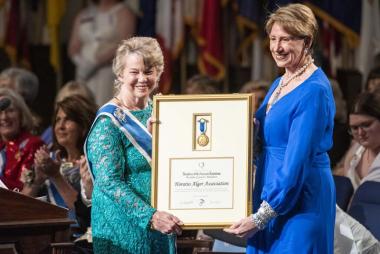 The Horatio Alger Association was presented the President General’s Medallion for its outstanding efforts toward education and youth mentorship. As incoming president of the Association, Ambassador Barbara Barrett, accepted the award on behalf of the Horatio Alger Association. 