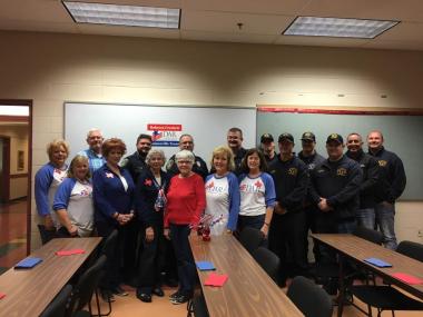 Rebecca Crockett Chapter served a Home Cooked Potluck lunch to Gainesville Police, Fire Departments and support staff 