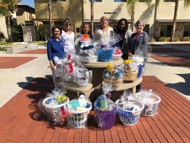 Three CA DAR Chapters worked together to donate 30 baskets of kitchen and cleaning supplies to the Veterans Village of San Diego.