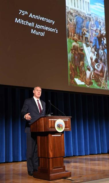 Department of the Interior Secretary Ryan Zinke giving remarks at the ceremony