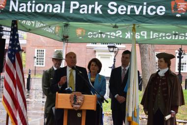Philadelphia City Councilmember Mark Squilla thanked the DAR on behalf of the City of Philadelphia and spoke about how this gift will help the park thrive in the future.