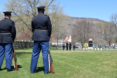 The U.S. Military Academy Honor Guard prior to presenting honors at the conclusion of the ceremony.