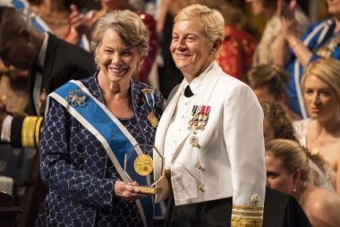 Vice Admiral Nora Tyson was presented with the Margaret Cochran Corbin Award for her distinguished career in military service.