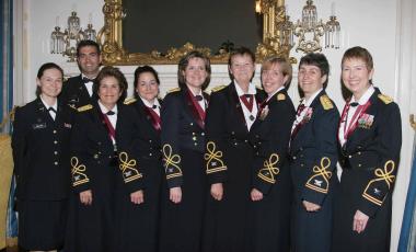 Each year during the DAR annual convention the DAR presents the Anita Newcomb McGee Award to the Army Nurse of the Year. Pictured here are some of the Army Nurses who attended the DAR ceremony to celebrate their colleague who was honored.