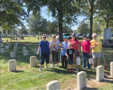 The Belleville Chapter cleaned up the Walnut Hill Cemetery.