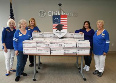 The Fielding Lewis Chapter packed boxes for troops.
