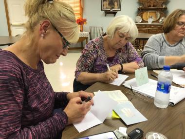 The Francis Vigo Chapter wrote notes of encouragement to clients seeking the aid of Hope's Voice of Knox and Daviess County. Hopes Voice is a domestic abuse support network, and October is Domestic Abuse Awareness month.