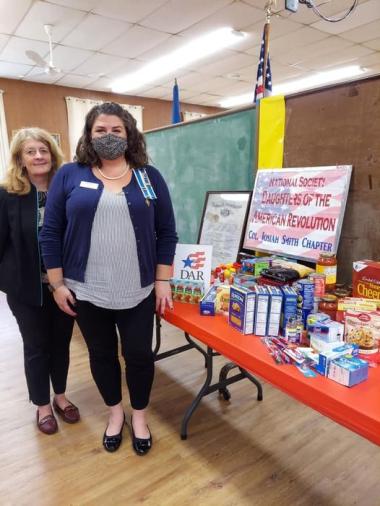 The Josiah Smith Chapter collected food and toiletry items for their local food pantry.