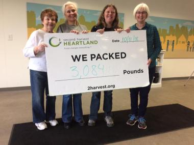 The Monument Chapter sorted food at Second Harvest Heartland foodbank. They sorted and packed 3,084 pounds of food that will be distributed to food shelves in Minnesota.