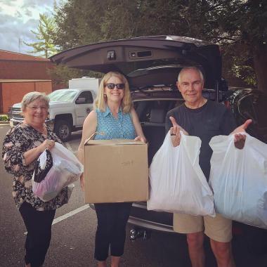 The Old Glory Chapter brought donations to Bridges Domestic Violence Center. 