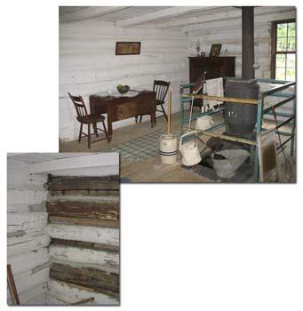 The restoration project of the William Dee Log Cabin included removing deteriorating logs and replacing them with new ones and the exterior of the cabin was sprayed with fungicides and preservatives to help keep the logs in good condition. Chinking on the interior and the exterior of the cabin was also replaced, the interior of the cabin was white washed and the windows of the cabin were replaced.
