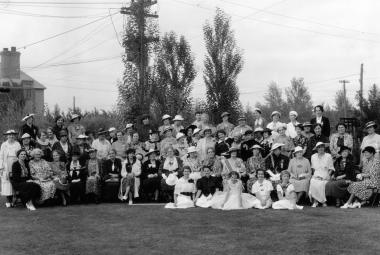 1936 - President General Florence Becker and Wyoming DAR members gather together at their state conference in Laramie, WY.