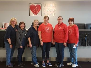 The Spirit of America Chapter packed 432 boxes of food at the Utah Food Bank.
