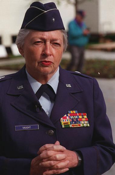 Brigadier General Wilma Vaught is a retired American military leader, joining the military in the 1950s. She became the first woman to deploy with an Air Force bomber unit and the first woman to earn the rank of Brigadier General from the comptroller field, based upon her work in the Air Force Systems Command headquarters as Director of Programs and Budget, in the Office of the Deputy Chief of Staff, Comptroller, and then as the command’s Deputy Chief of Staff, Comptroller. She continued to set the bar for 