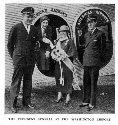#‎TBT‬ Edith Scott Magna, who led the National Society from 1932-1935, was the first President General to travel by airplane for DAR business. She was very proud of this fact and advocated for flying often. Mrs. Magna flew on commercial flights regularly but as you can see in these photos she also flew in an open cockpit plane with a pilot. During her time in office, air travel was becoming popular and more people were beginning to look at it as a mode of transportation. This was also around the same time t
