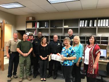The Mary Blount Chapter donated goodies to their local first responders.