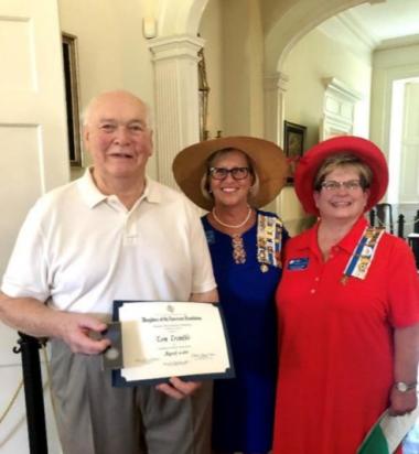 Williamsburg Chapter Presents Excellence in Historic Preservation Medal to Mr. Trimble for Restoring President Harrison's Portrait