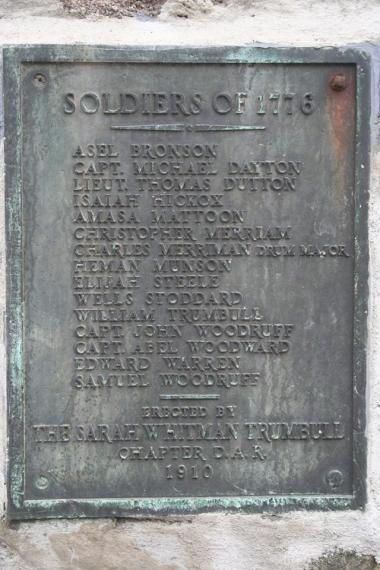  The Trumbull-Porter Chapter, formed by a merge of the Sarah Whitman Trumbull Chapter of Watertown and the Melicent Porter Chapter of Waterbury has cared for the Old Burying Ground in Watertown since 1904, more than 100 years. At least 51 veterans of the Revolutionary War are buried there. Some of them served in both the Rev and the French and Indian War while others served in the Revolution and War of 1812. Here are photos of the front gates with plaques listing some of the soldiers of 1776.