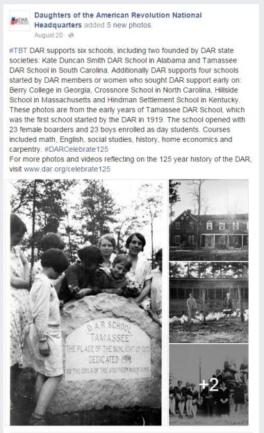 ‪#‎TBT‬ DAR supports six schools, including two founded by DAR state societies: Kate Duncan Smith DAR School in Alabama and Tamassee DAR School in South Carolina. Additionally DAR supports four schools started by DAR members or women who sought DAR support early on: Berry College in Georgia, Crossnore School in North Carolina, Hillside School in Massachusetts and Hindman Settlement School in Kentucky. These photos are from the early years of Tamassee DAR School, which was the first school started by the DAR