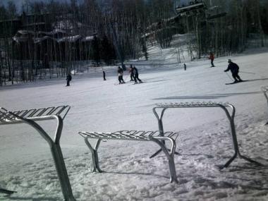 Skiiers on the slopes in beautiful Snowmass, Colorado.