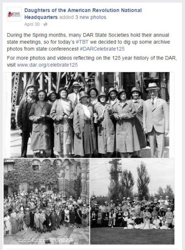 During the Spring months, many DAR State Societies hold their annual state meetings, so for today’s ‪#‎TBT‬ we decided to dig up some archive photos from state conferences! ‪#‎DARCelebrate125‬ For more photos and videos reflecting on the 125 year history of the DAR, visit www.dar.org/celebrate125