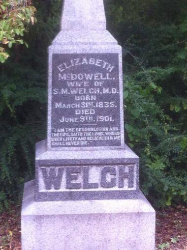  I recently discovered this grave in a lovely cemetery around the corner from my house in Dallas, TX. Mrs. Welch was the founder of the Samuel McDowell Society, Children of the American Revolution, that was formed at a Jane Douglas Chapter meeting in January 1896 (the first C.A.R. Society in Texas). On another side of this stone, sadly, is a memorial to Mrs. Welch's only child who died at the age of three. Obviously, she was devoted to children and she was passionate when asking the chapter to sponsor the C